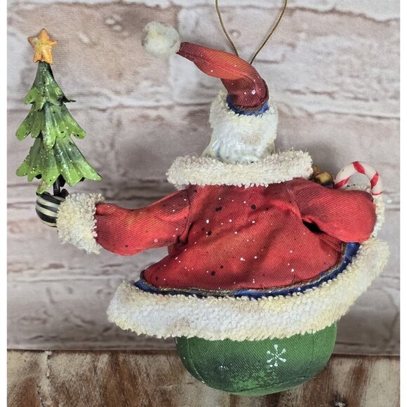 Old World Santa Gifts VTG Design Fabric Mache Roly Poly Christmas Ornament 6" - Picture 6 of 8